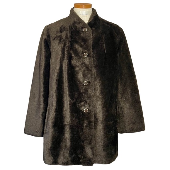 Npc Fashions Brown Hipster Faux Fur 70’s Long Sleeve Jacket SzM - Picture 3 of 9